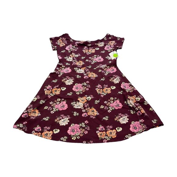 AriZona Dresses & Skirts - Arizona A-Line Dress Women's XL Burgundy Floral Stretch Short Sleeve Boat Neck